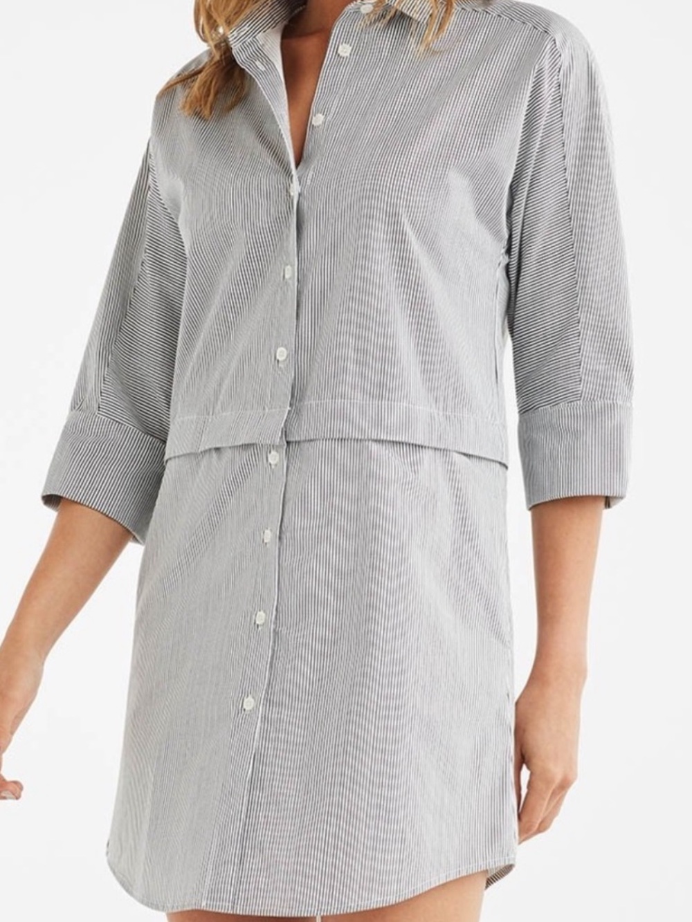 Vetta The Convertible Shirt Mini Dress XS Pinstripe